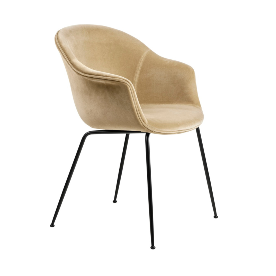 Polsterstuhl BAT mit schwarzem Metallgestell
