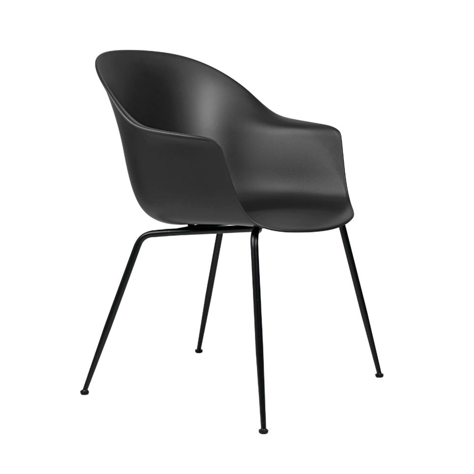 Stoel BAT zwart met zwarte stalen basis