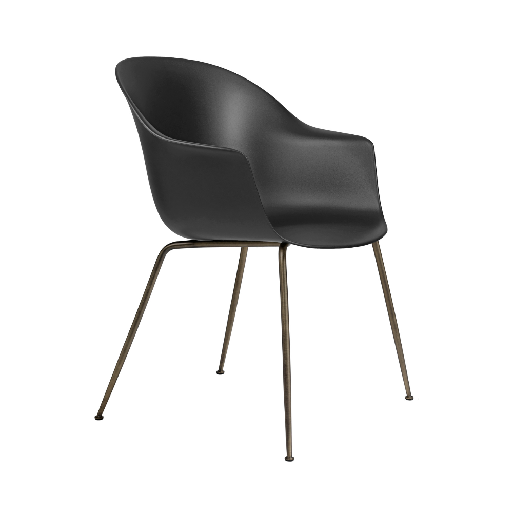 Stoel BAT zwart met donkere messing basis