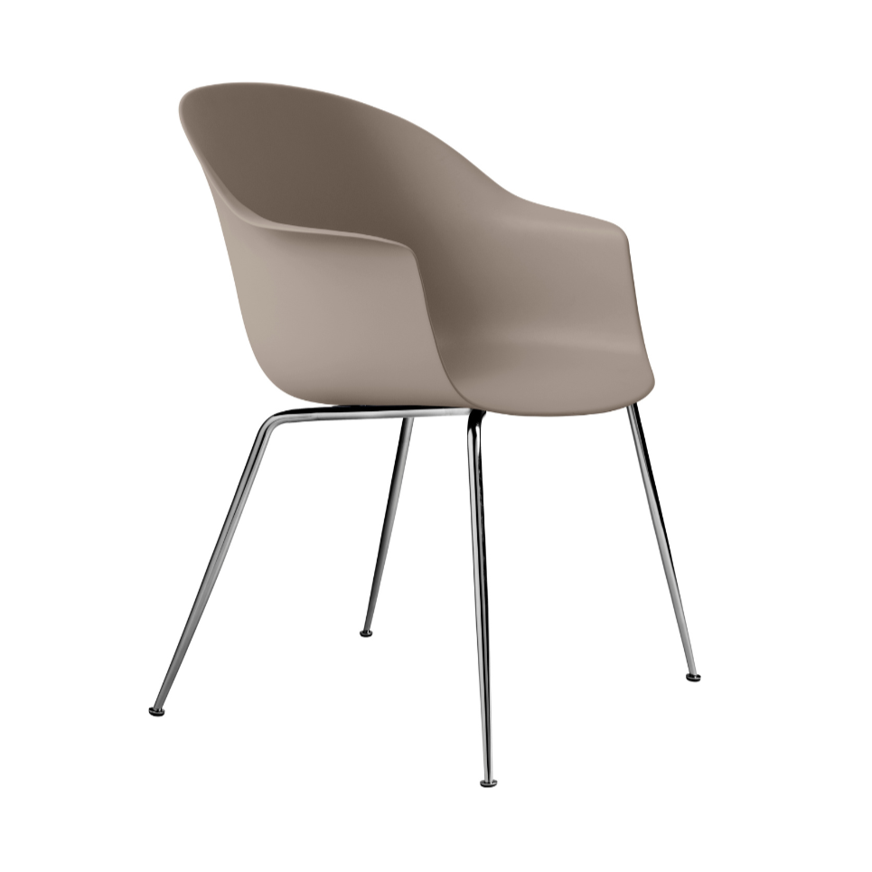 Stoel BAT beige met chroom basis