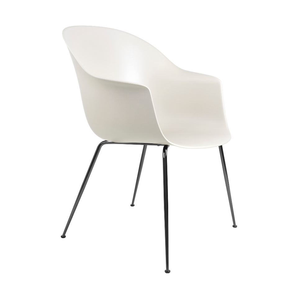 Stoel BAT wit met zwarte chroombasis