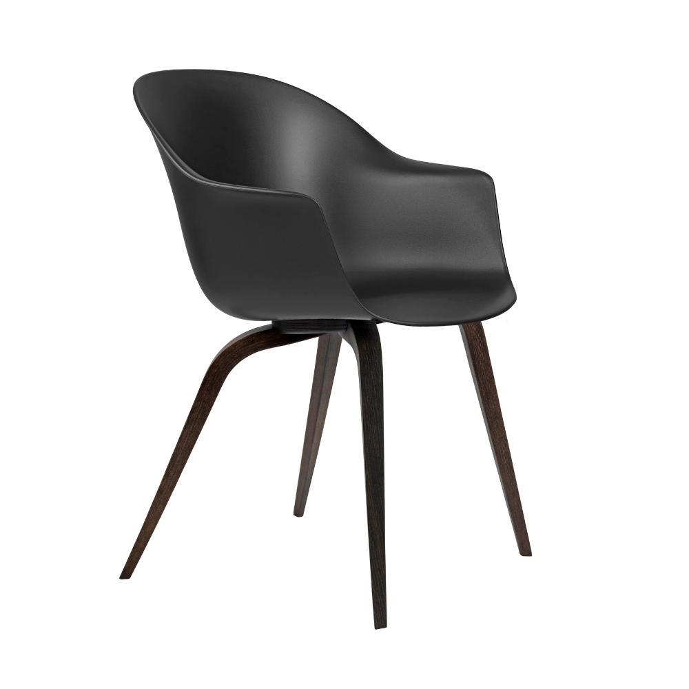 BAT chair black with dark oak base