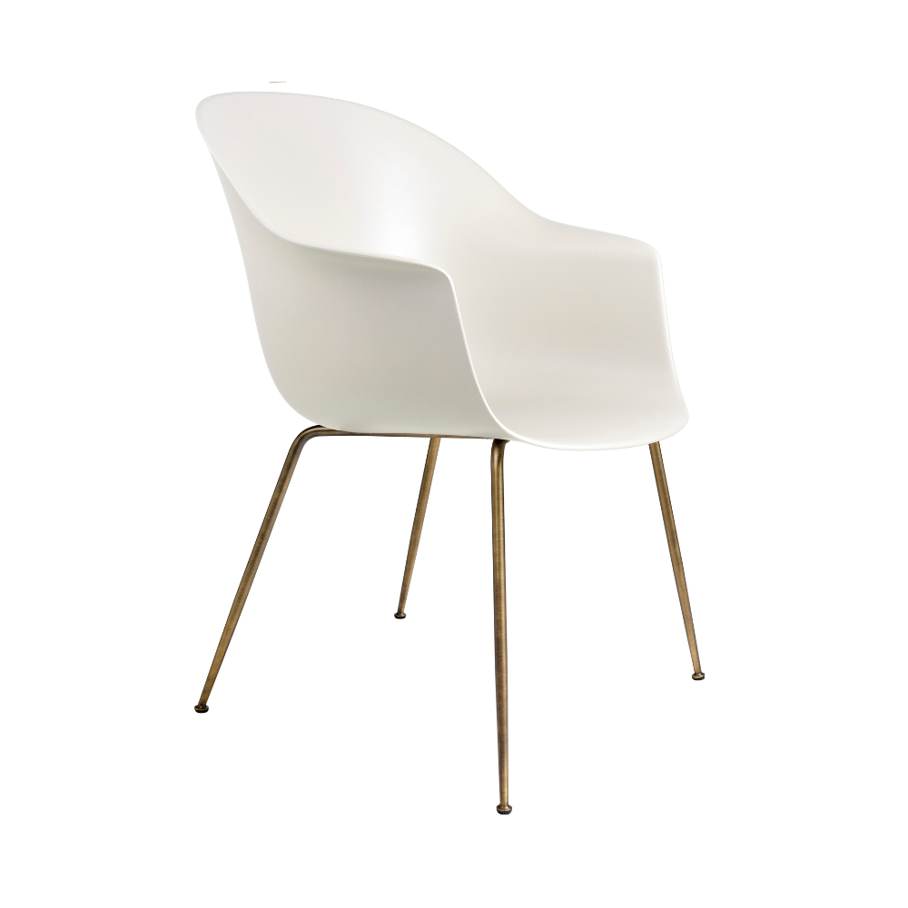 Stuhl BAT weiß mit messingfarbenem Fuß