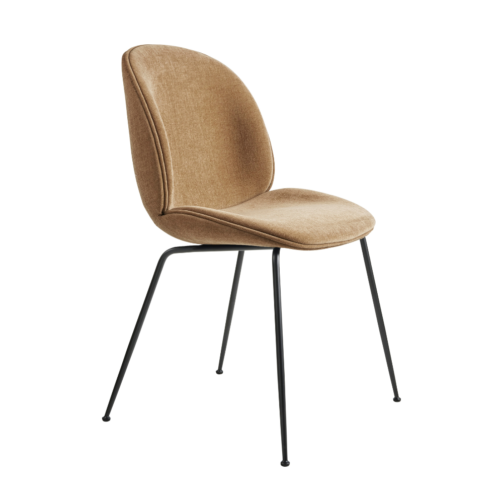 Gestoffeerde BEETLE stoel met een zwarte stalen basis