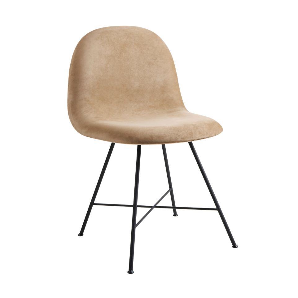 GUBI 3D upholstered chair with walnut wood and black base
