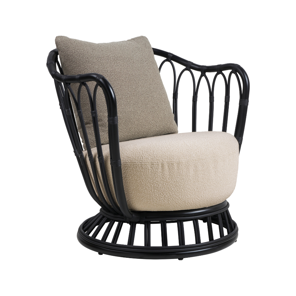 Upholstered Garden Armchair GRACE with Black Base