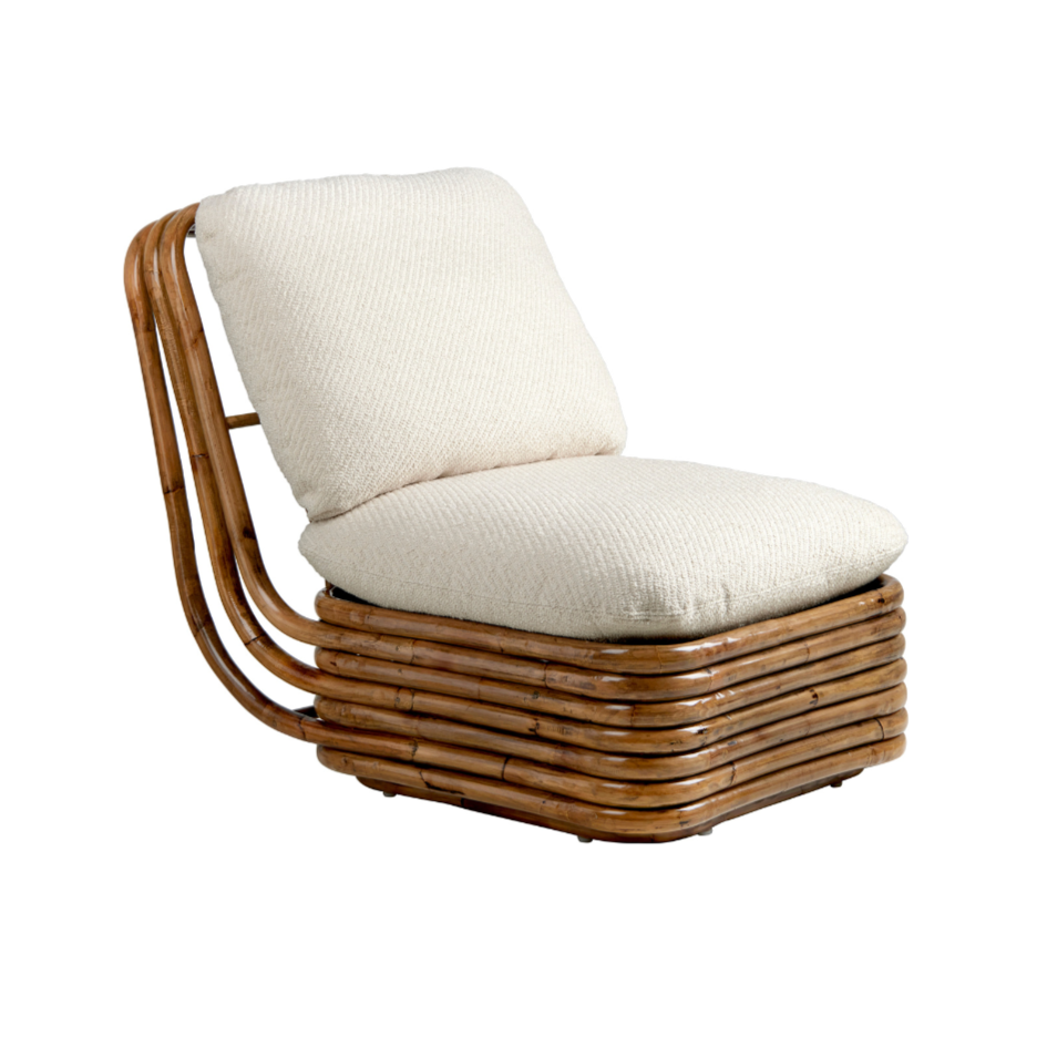 BOHEMIAN 72 armchair upholstered with a rattan base