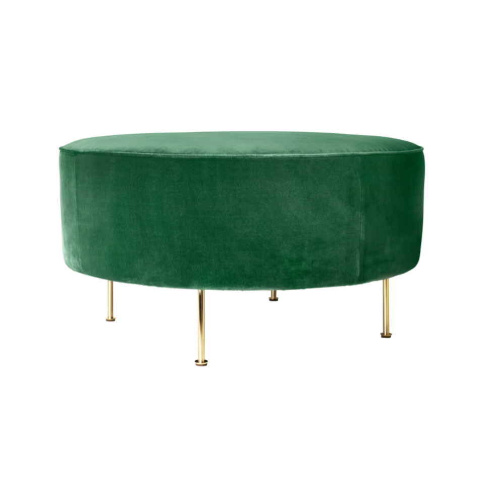 MODERN LINE pouf upholstered with a gold base