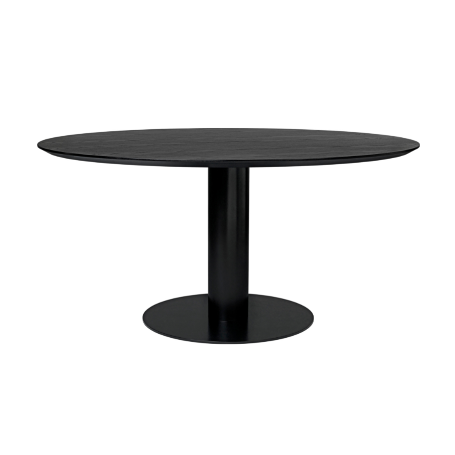 Runder Tisch 2.0 aus schwarzem Eschenholz mit schwarzem Gestell