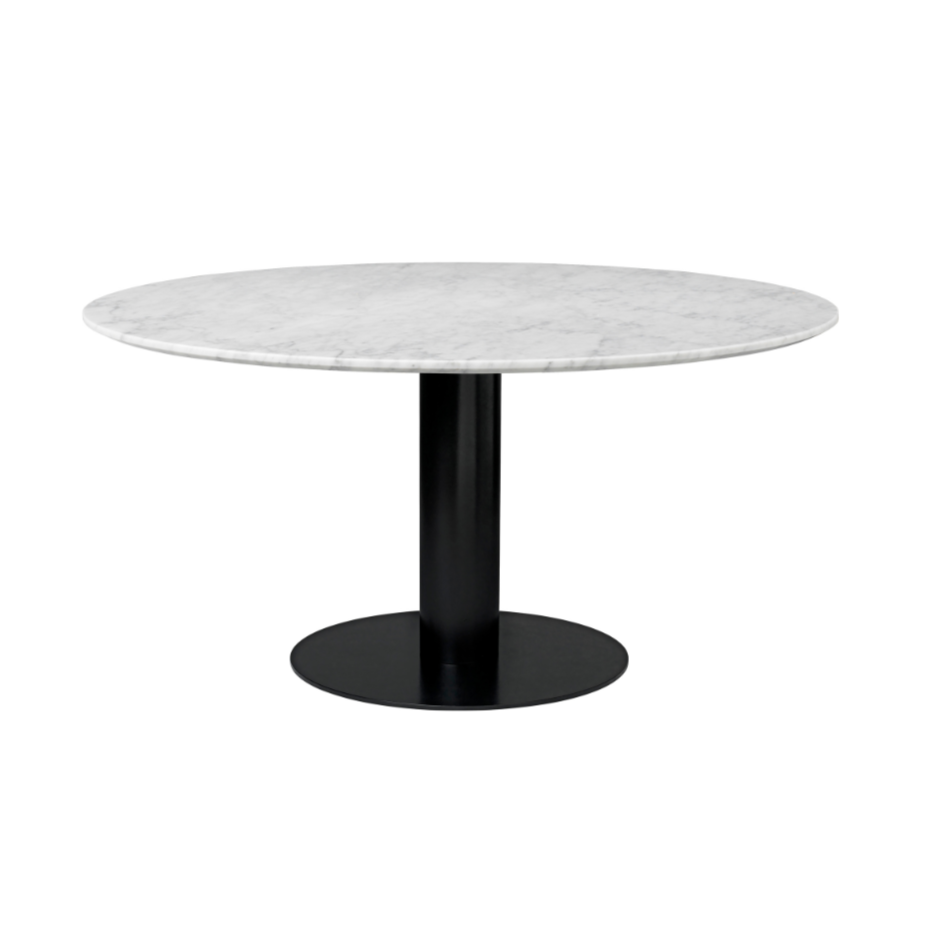 Round table 2.0 white marble with black base