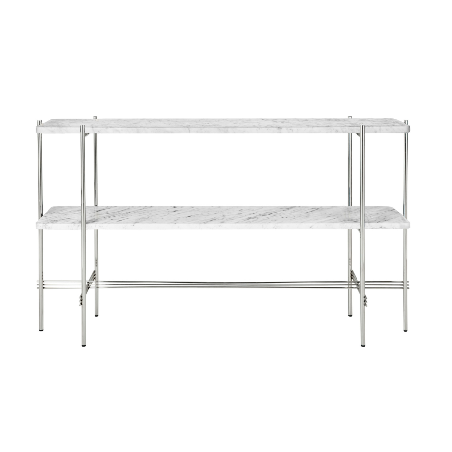 Konsole TS weißer Marmor mit verchromtem Fuß