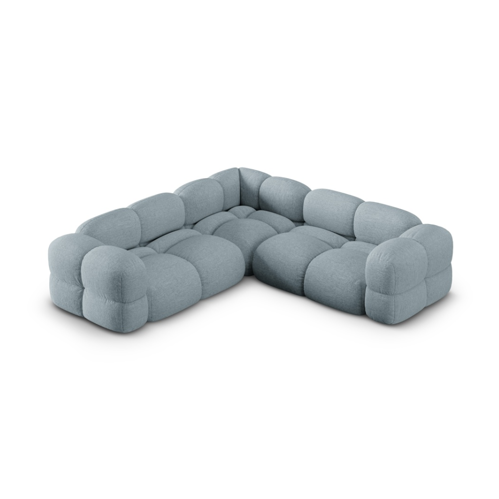 Symmetrische hoekbank LORETTO pastelblauw