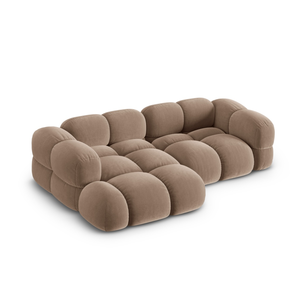 Left-facing 3-seater velvet corner sofa LORETTO dark beige