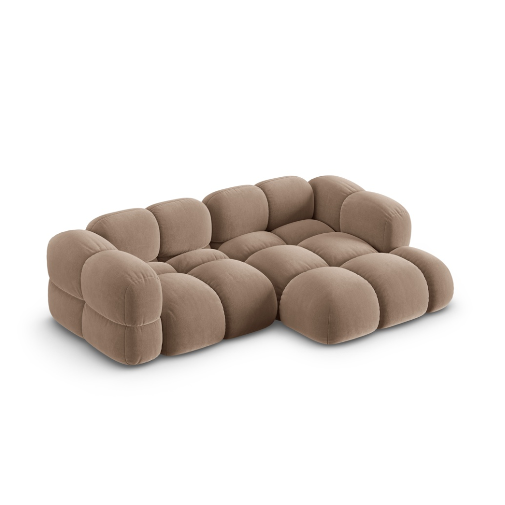 Velvet corner sofa for 3 people right-sided LORETTO dark beige