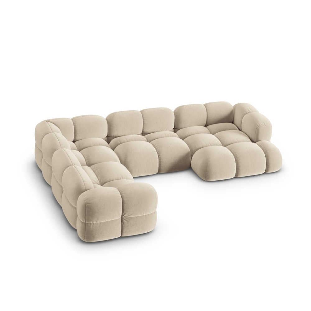 Left-facing U-shaped velvet corner sofa LORETTO beige
