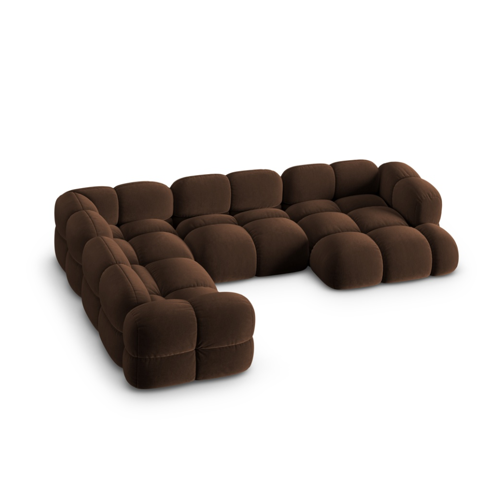 Left-facing U-shaped velvet corner sofa LORETTO chocolate