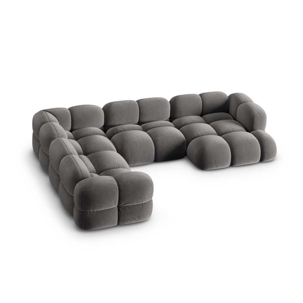 Left-facing U-shaped velvet corner sofa LORETTO gray