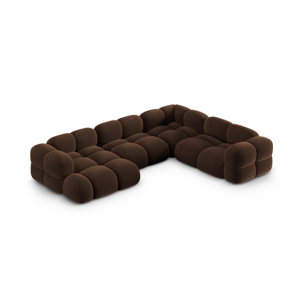 Right-facing U-shaped velvet corner sofa LORETTO chocolate