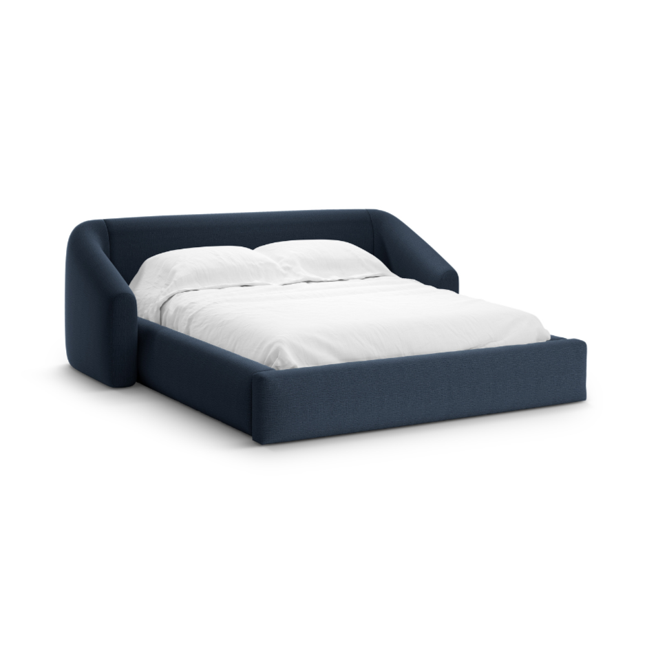 Bed CAMPI blauwe chenille