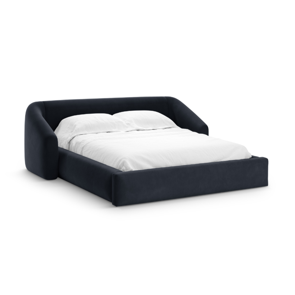 Fluwelen bed CAMPI marineblauw