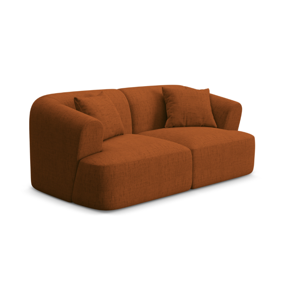 Sofa 2-sitzig CAMPI ziegelrot Chenille