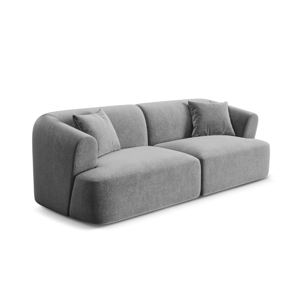 Gray 3-Seater Velvet Sofa CAMPI