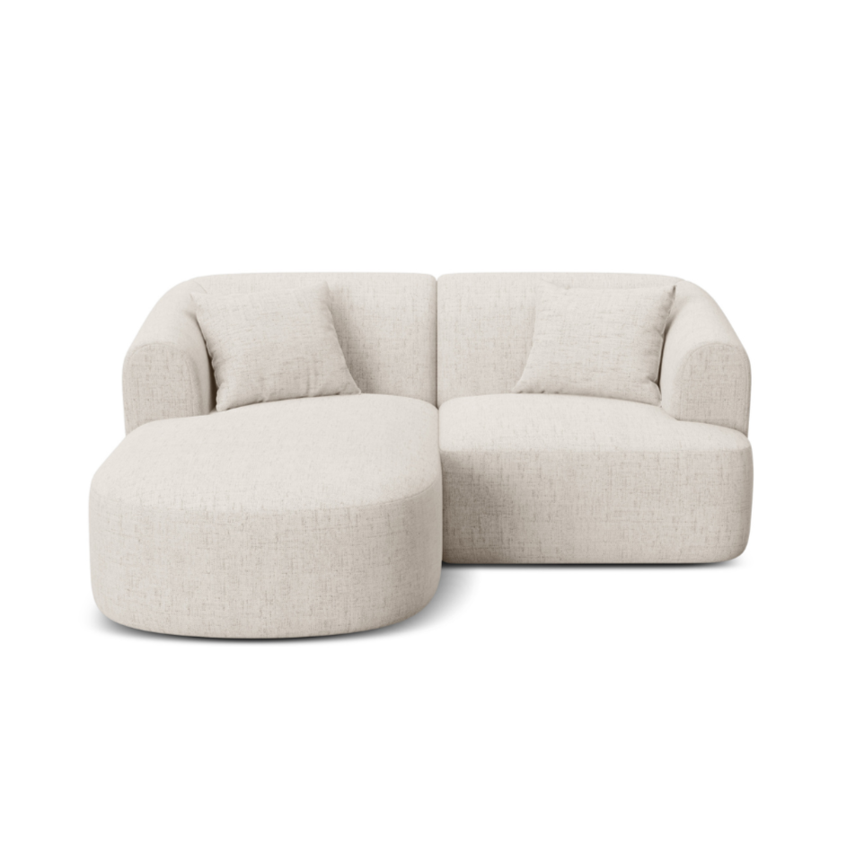 Left-sided 3-seater sofa CAMPI cream chenille