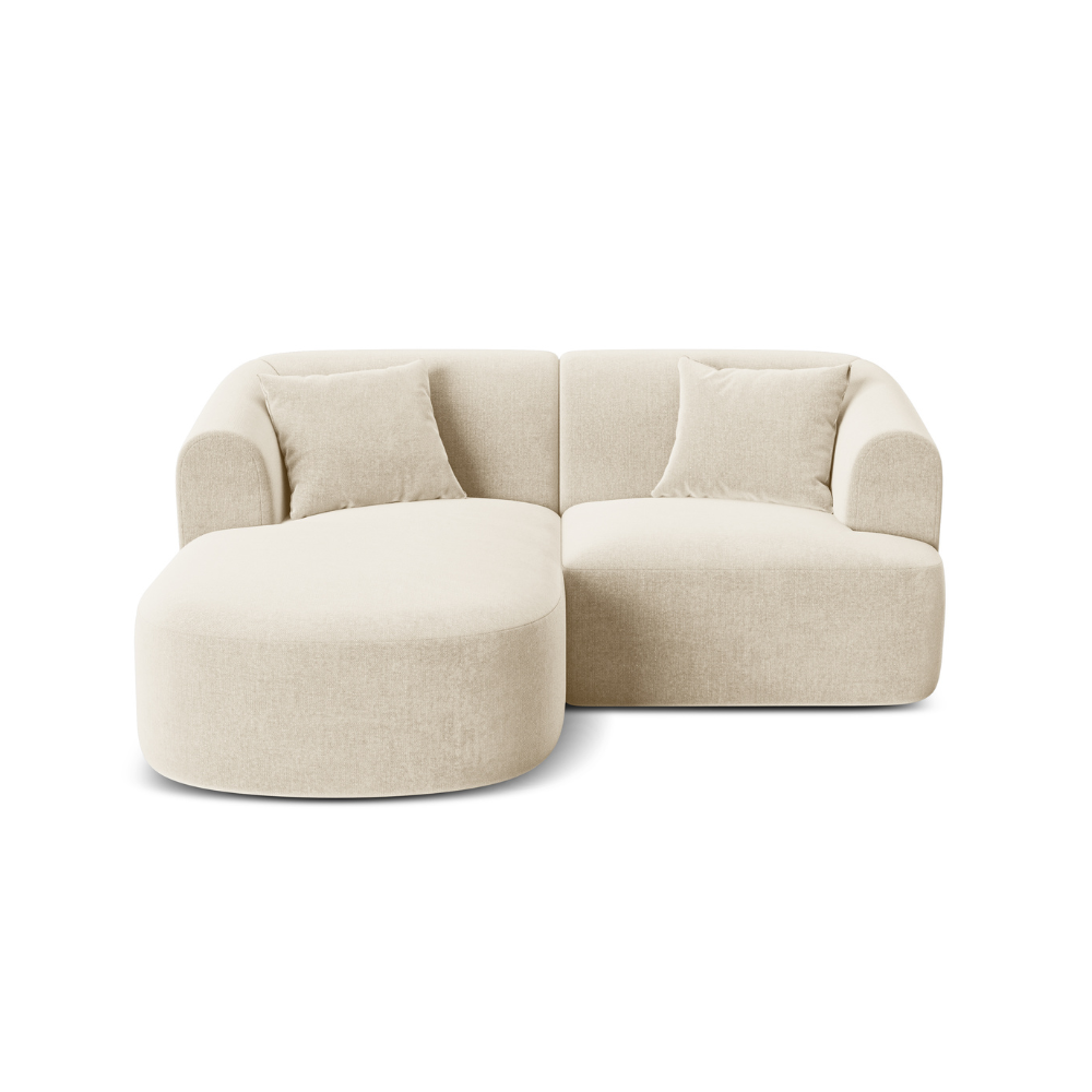 Samt-Ecksofa linksseitig 3-sitzig CAMPI hellbeige