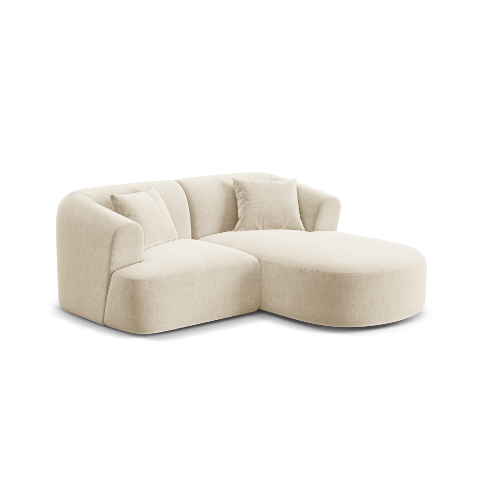 Fluwelen hoekbank rechts 3-zits CAMPI lichtbeige