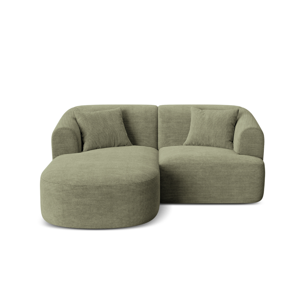 Groene corduroy 3-zits links hoekbank CAMPI