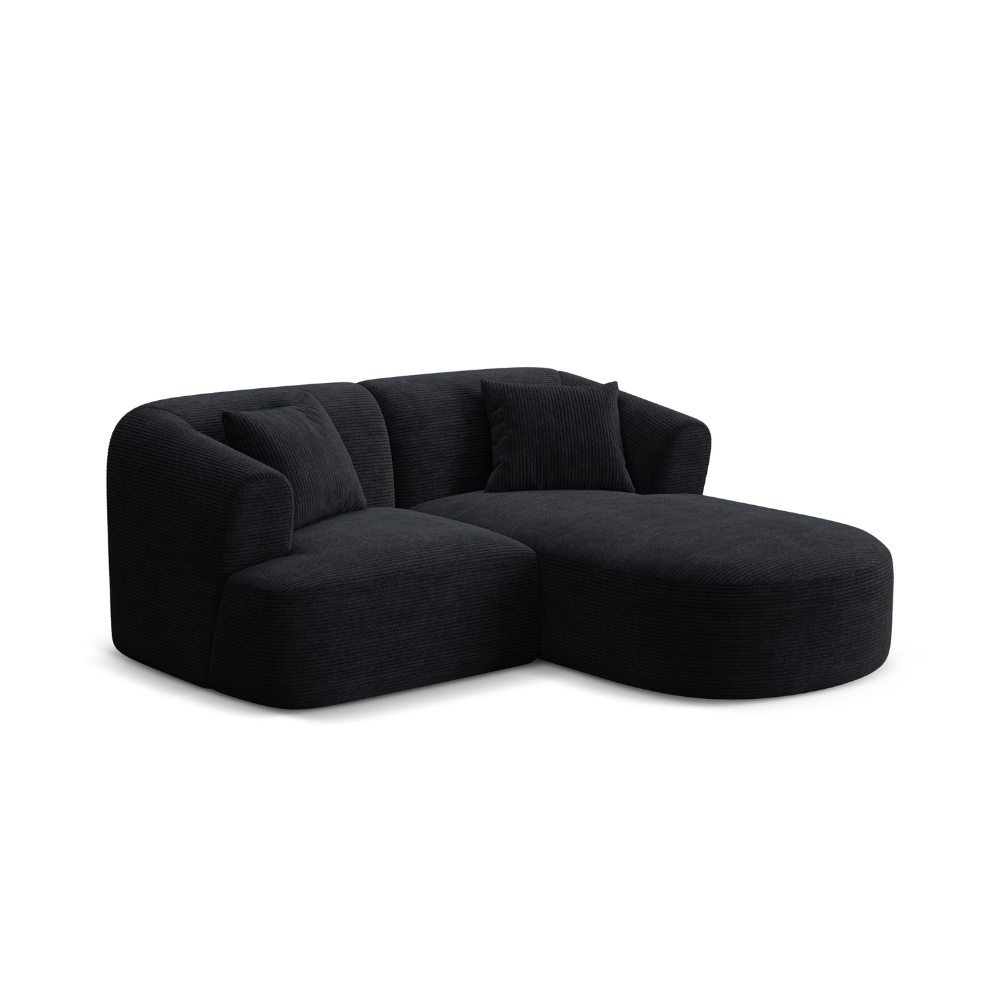 Right-facing 3-seater sofa CAMPI black corduroy