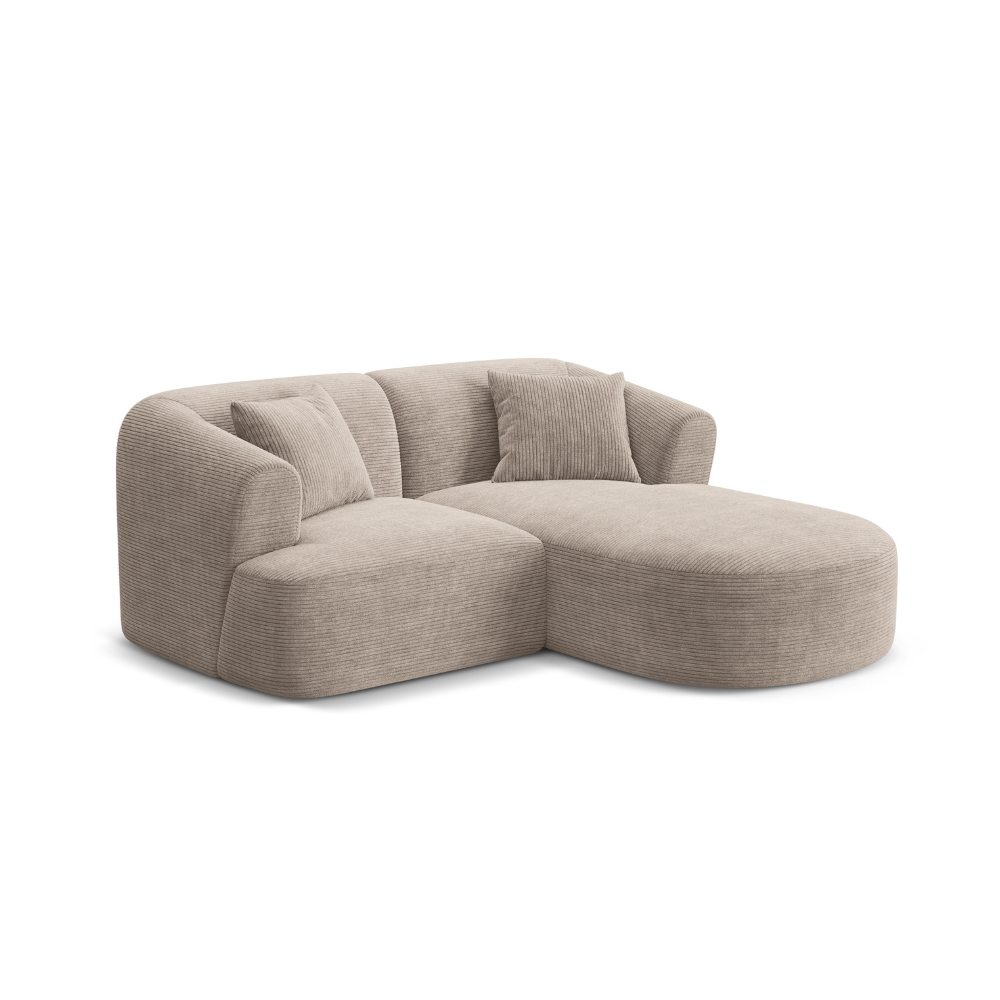 Rechtsseitige 3-Sitzer-Couch CAMPI beige Cord