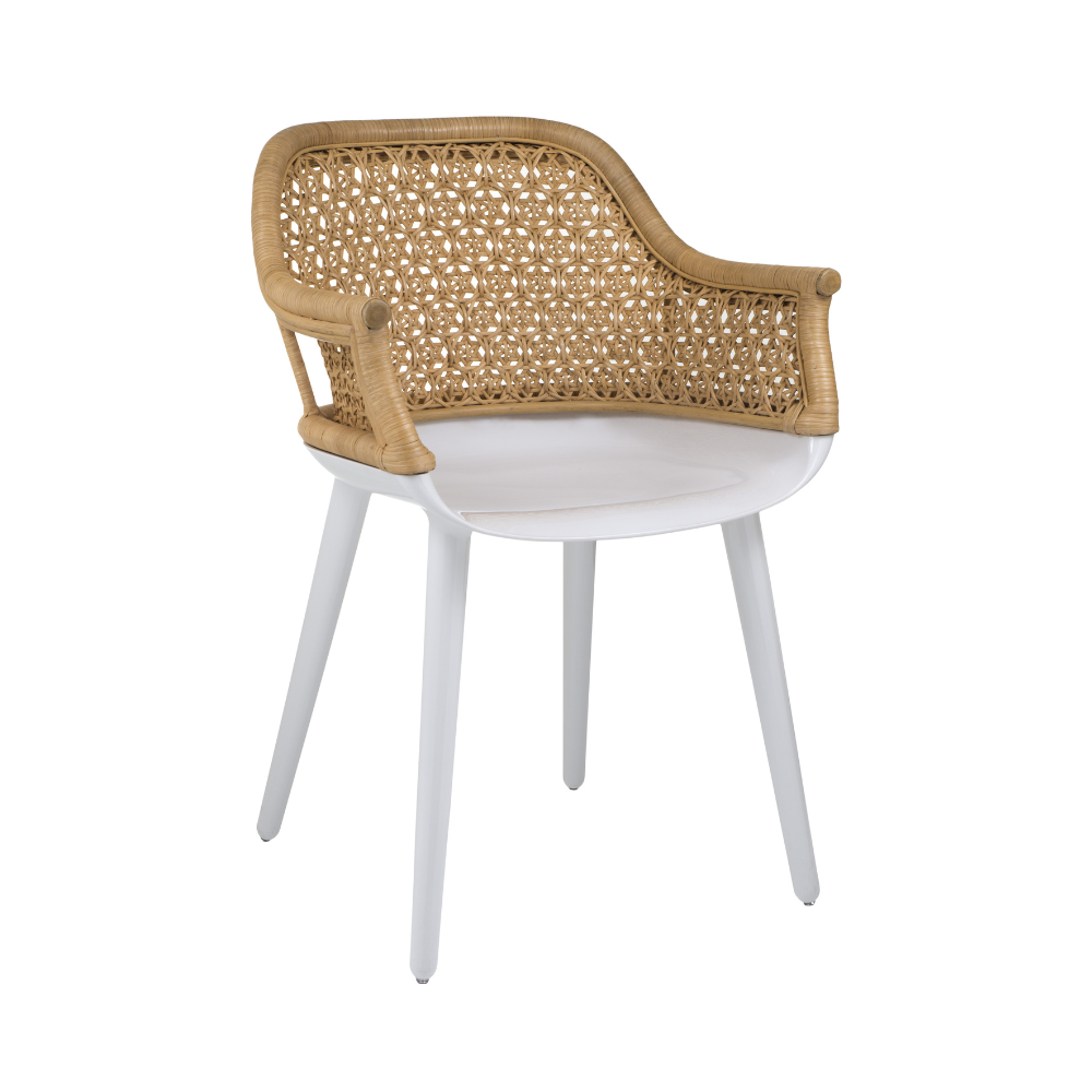 Stoel CYBORG ELEGANT witte basis met rieten rugleuning