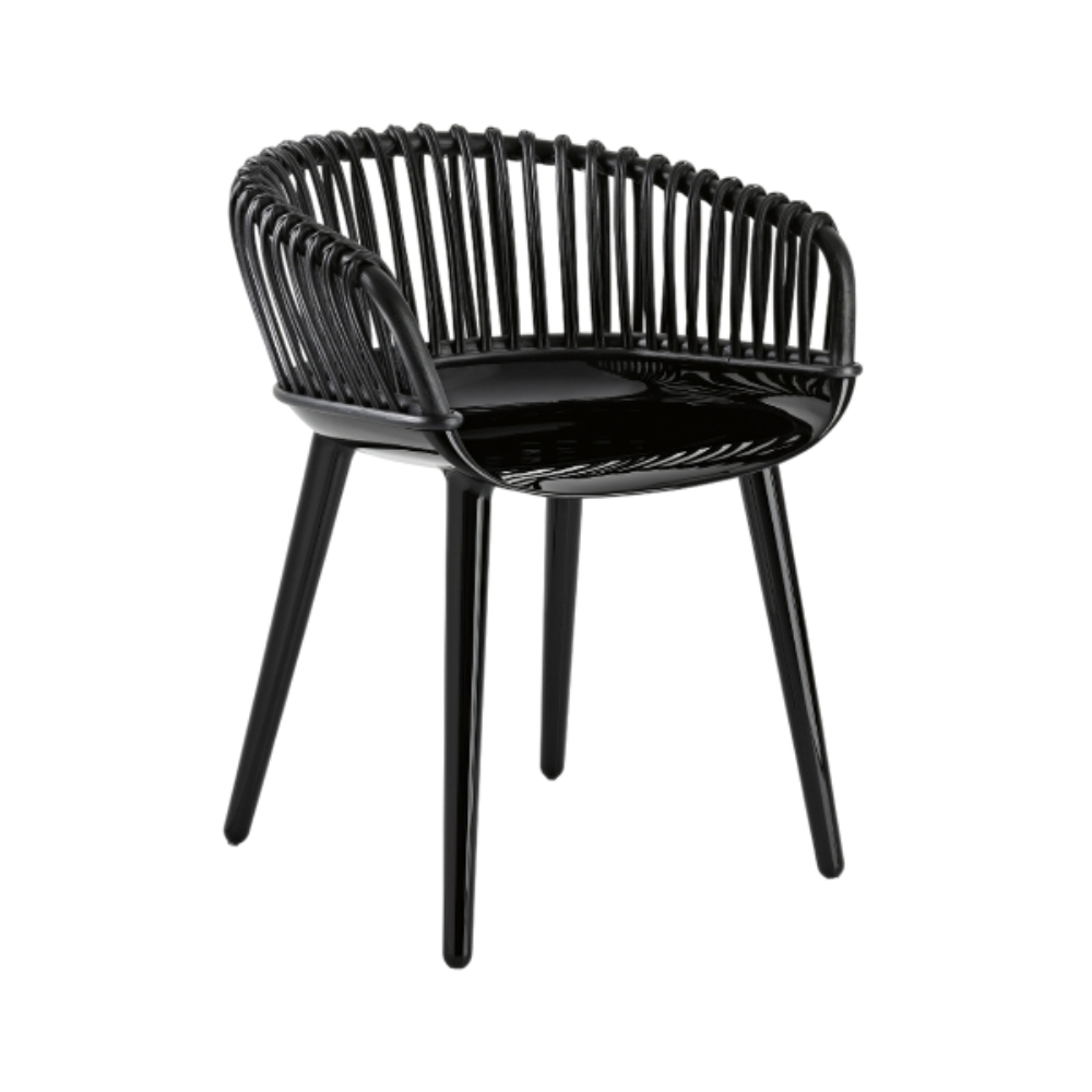 Stoel CYBORG CLUB zwart met gevlochten rugleuning