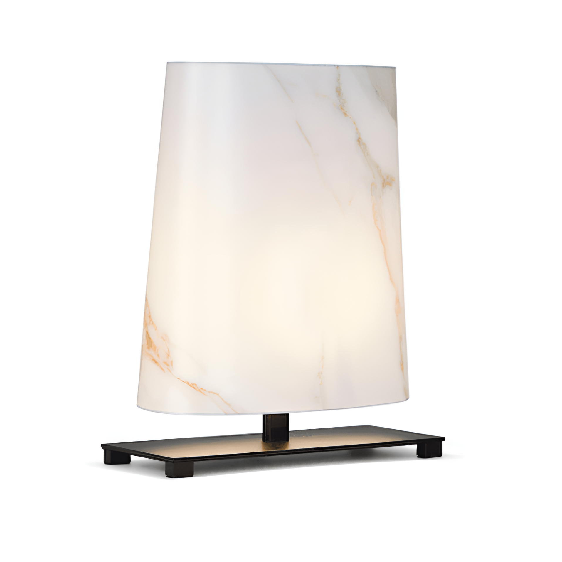 OVALE table lamp with a marble effect shade and a black base