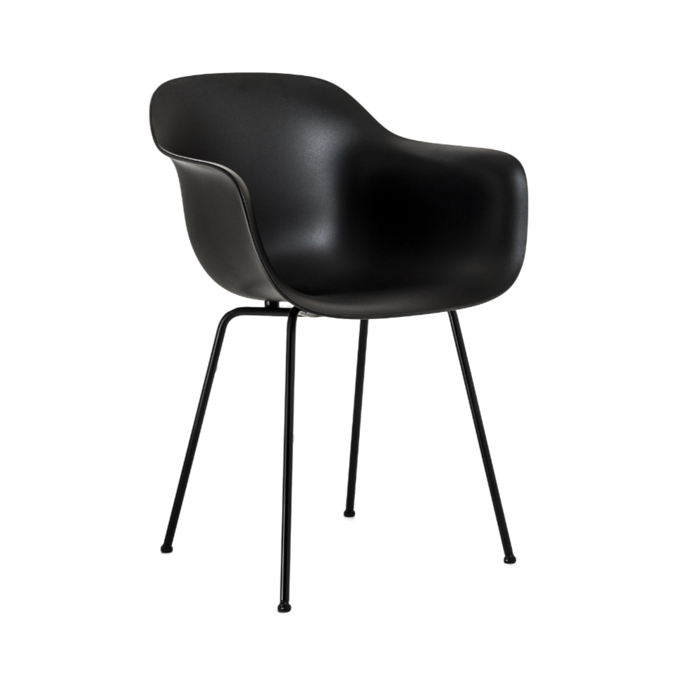 Fauteuil SUBSTANCE zwart met metalen basis