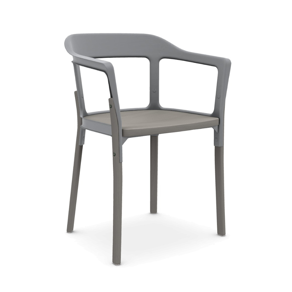 Stoel STEELWOOD grijs beukenhout