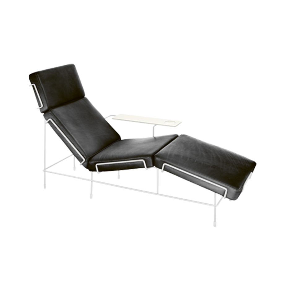 Ligbed TRAFFIC gestoffeerd met een witte stalen basis