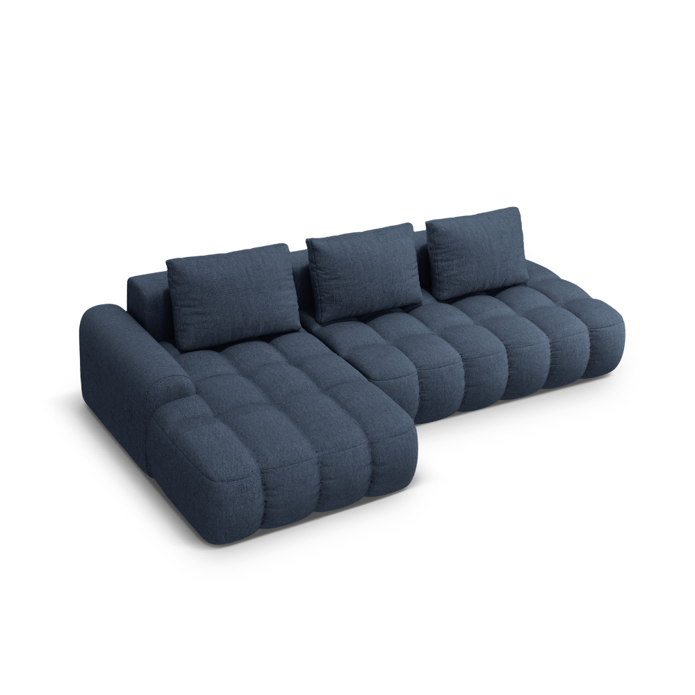 Linkerhoekbank met slaapfunctie voor 3 personen LINZ blauw