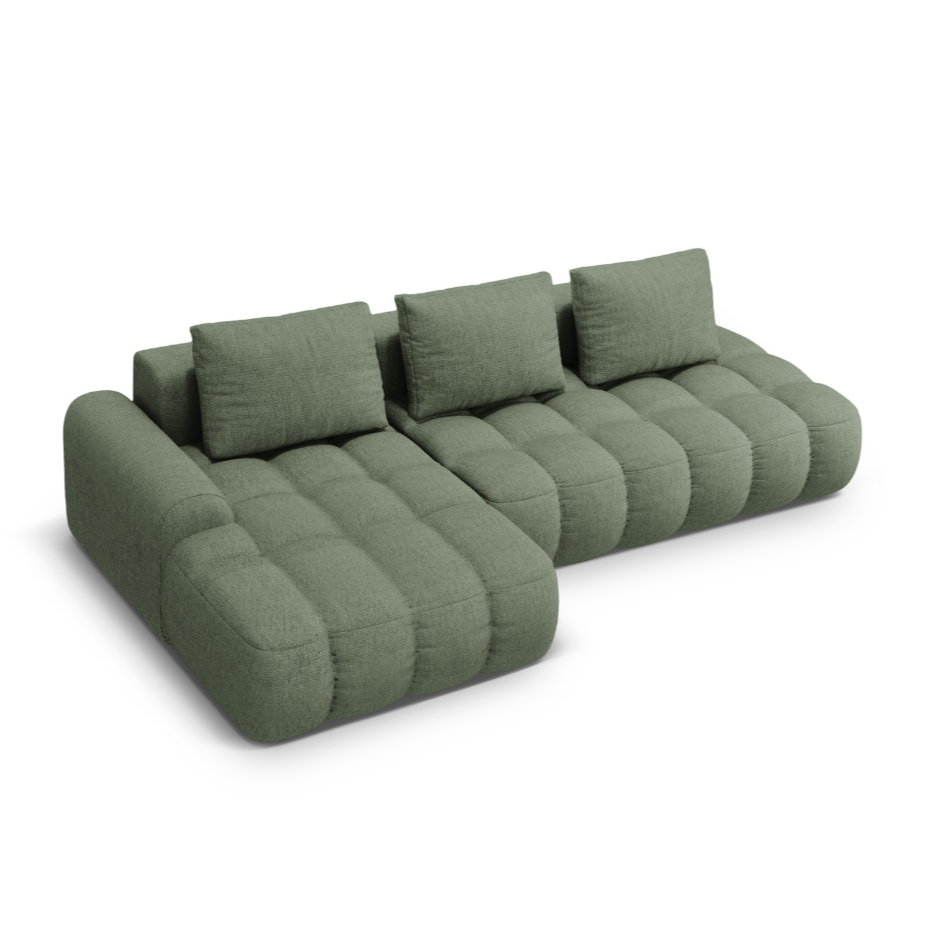 Linksseitige Schlafcouch für 3 Personen LINZ olivgrün