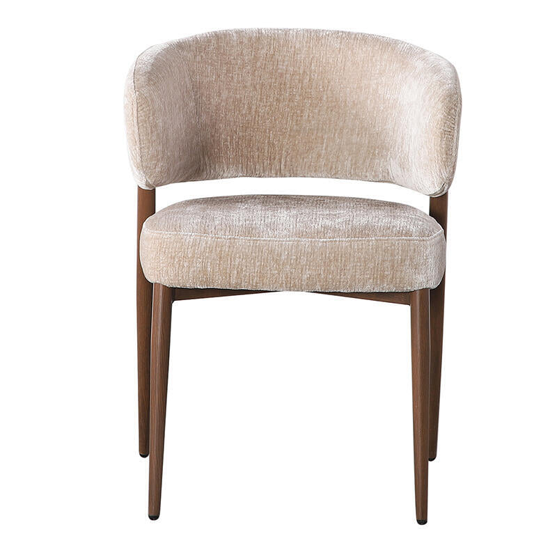 Stuhl FUJI beige mit dunklem Holzgestell