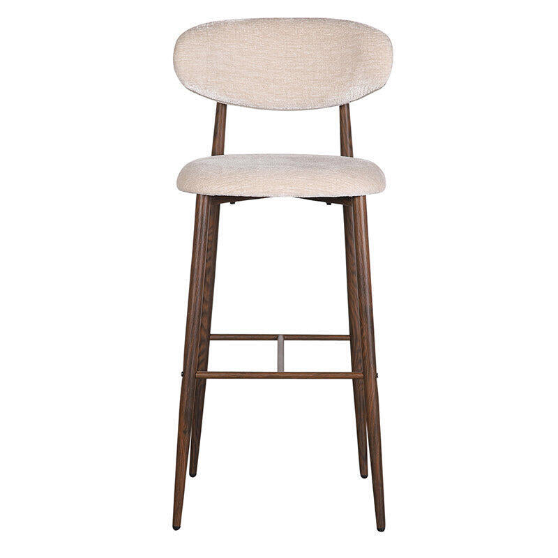 Hocker JAPANDI beige met een donkere houten basis