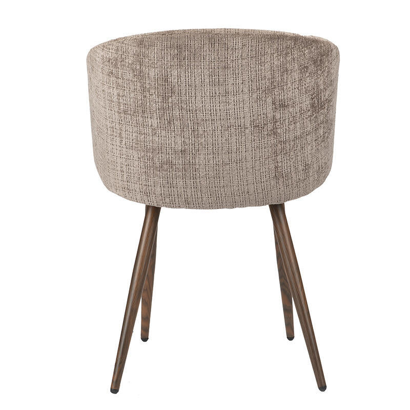 Stoel LUNA taupe met een donkere houten basis