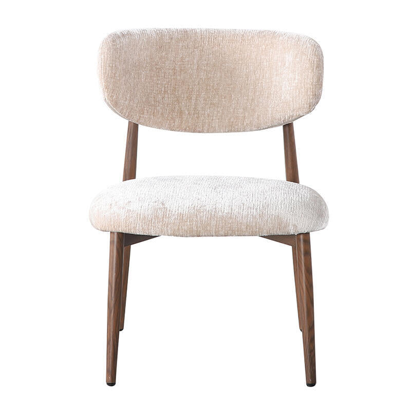 Beige JAPANDI fauteuil met een donkere houten basis