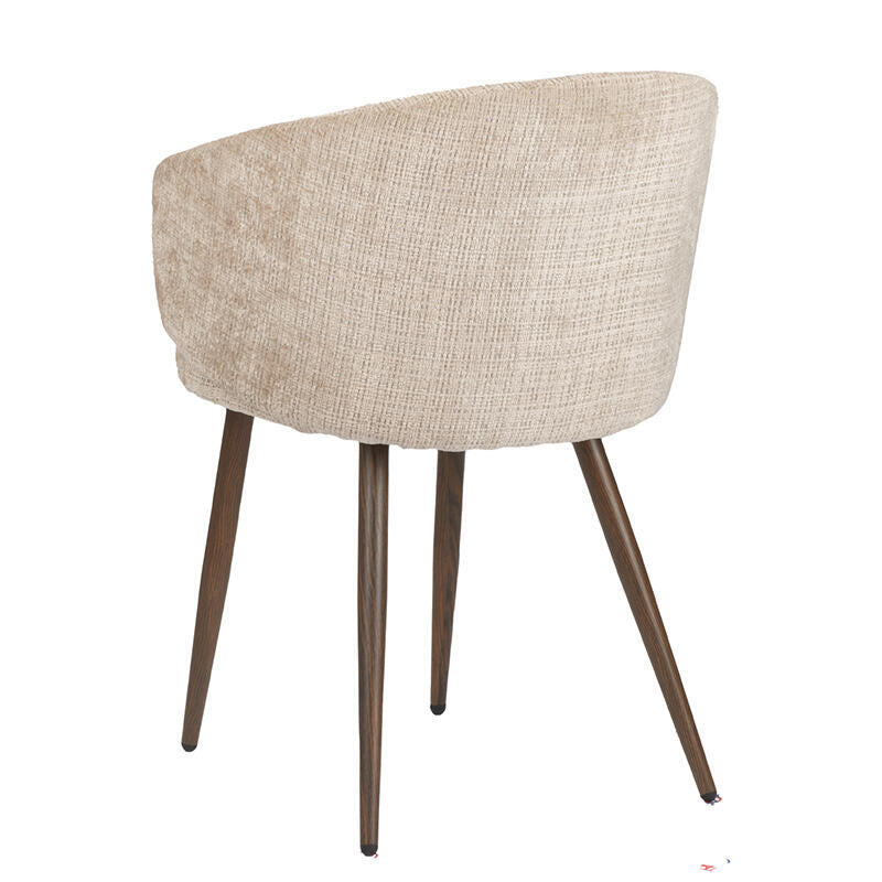 Stoel LUNA crème beige met een donkere houten basis