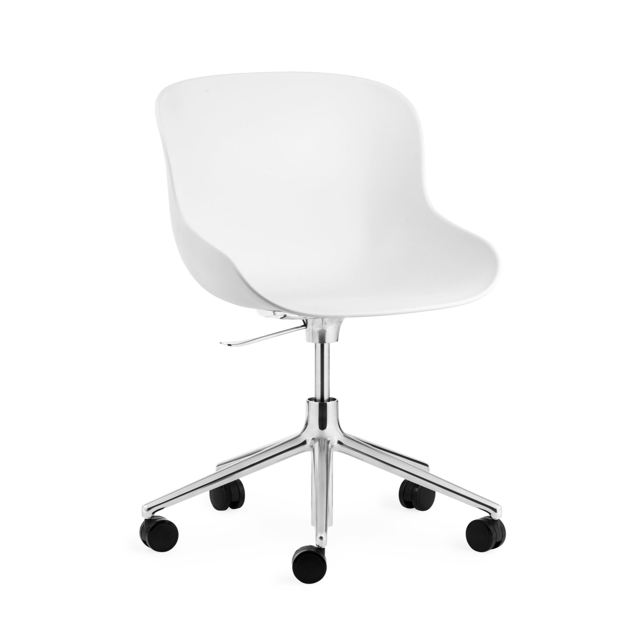 Hyg 5W white office chair with an aluminum base