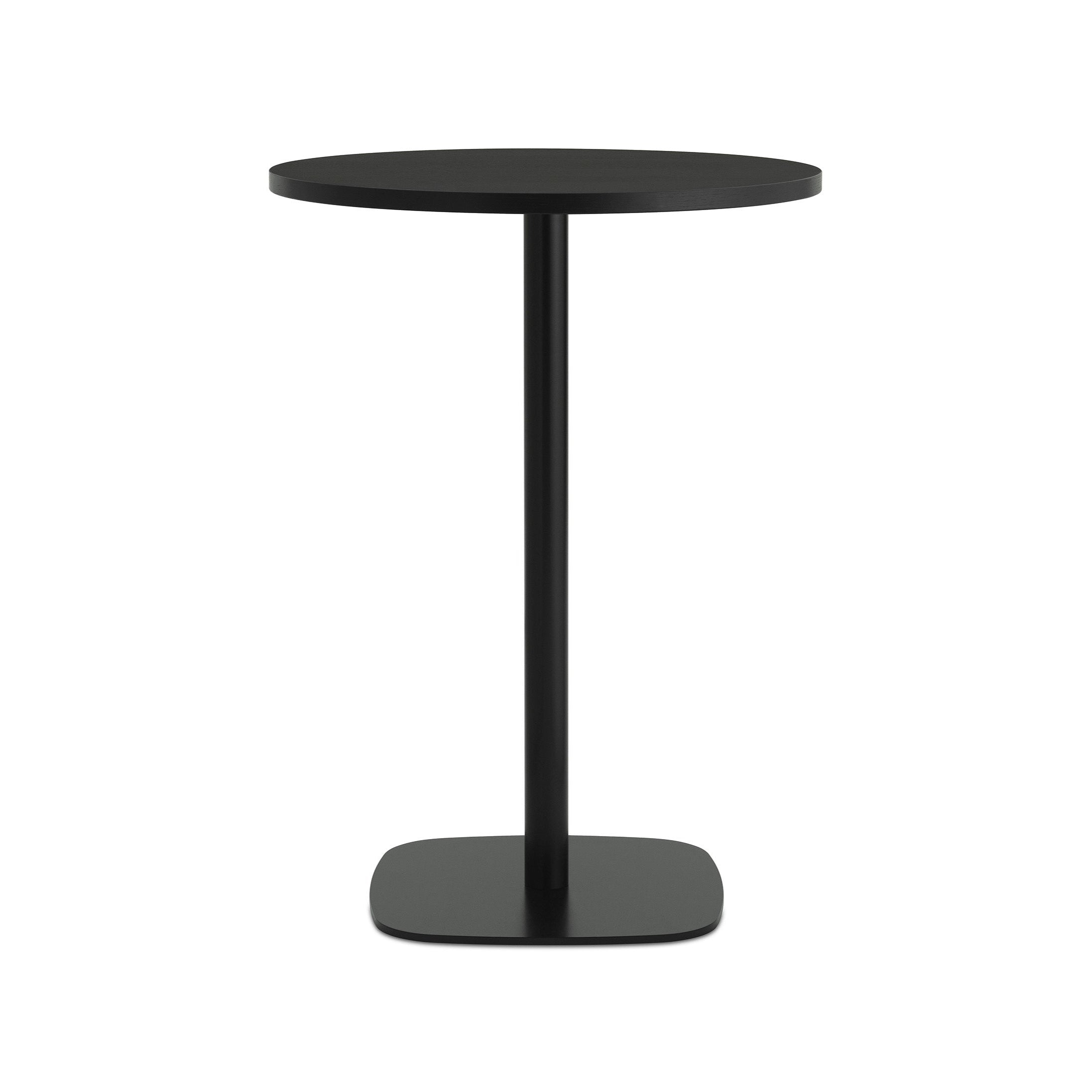 Rundes Café -Tisch bildet Holzoberteil mit einer schwarzen Basis