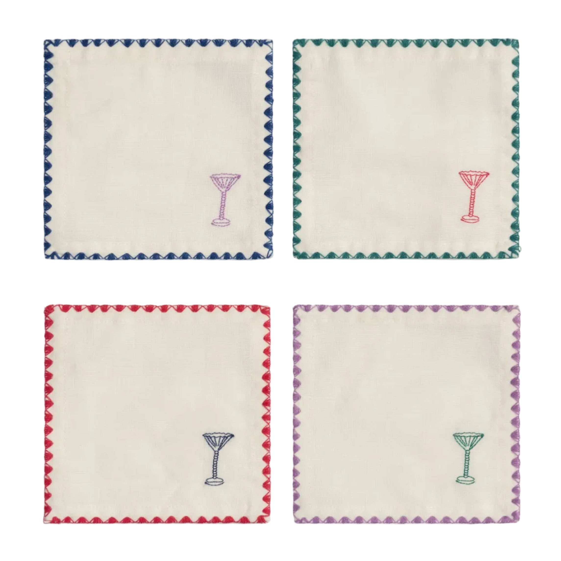 Zigzag Cotton Cocktail Napkin Set