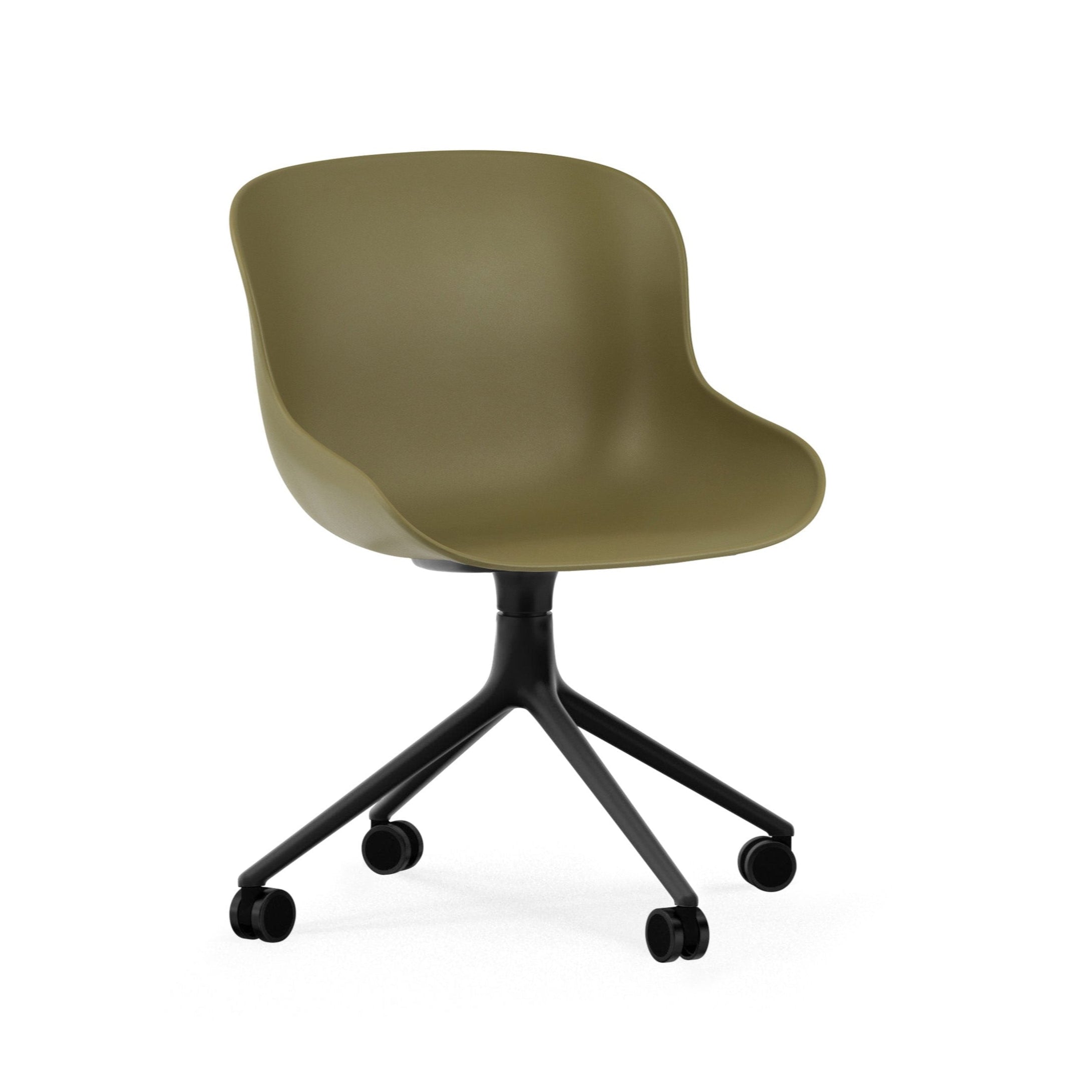 Hyg 4W Olivenstuhl mit schwarzer Basis