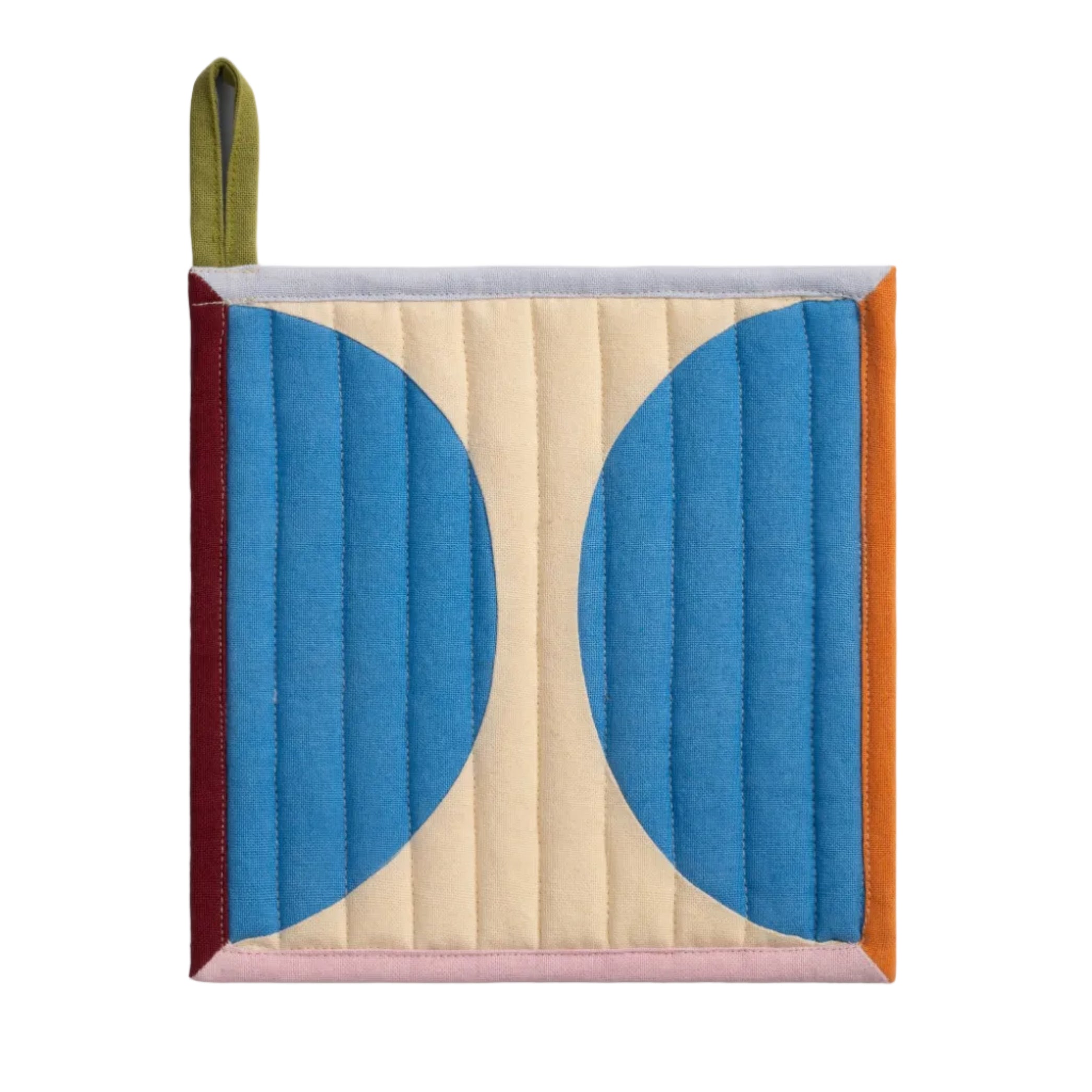 Keukenhandschoen STITCH ARC blauw met beige en groen